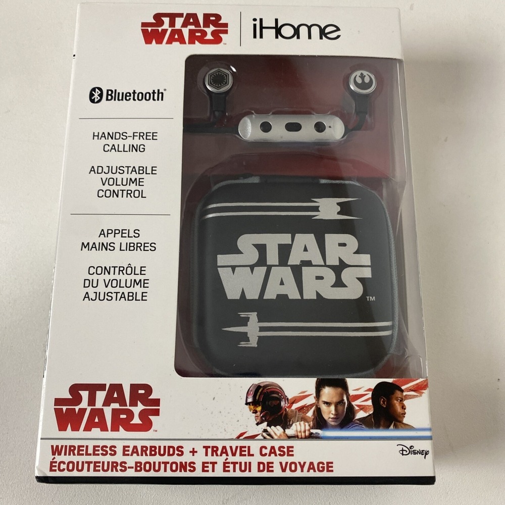 NEW iHome Star Wars Wireless Bluetooth Earbuds mic/volume Remote Travel Case